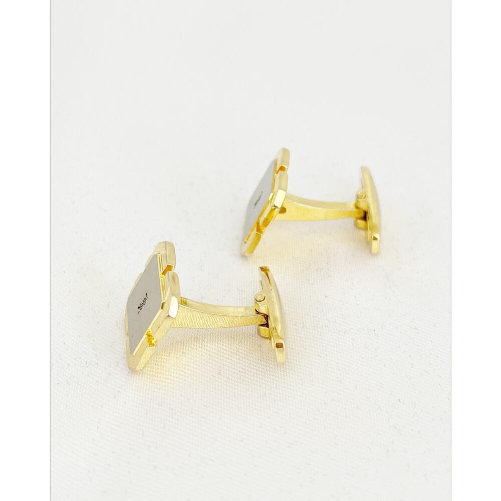 Yves Saint Laurent YSL Cufflinks Two-Toned Silver Gold Plated - Picture 6 of 12